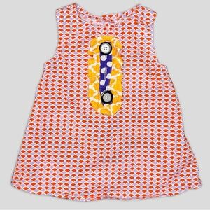 Right Bank Babies 12M – Red Dress with Ruffled Bib & Buttons